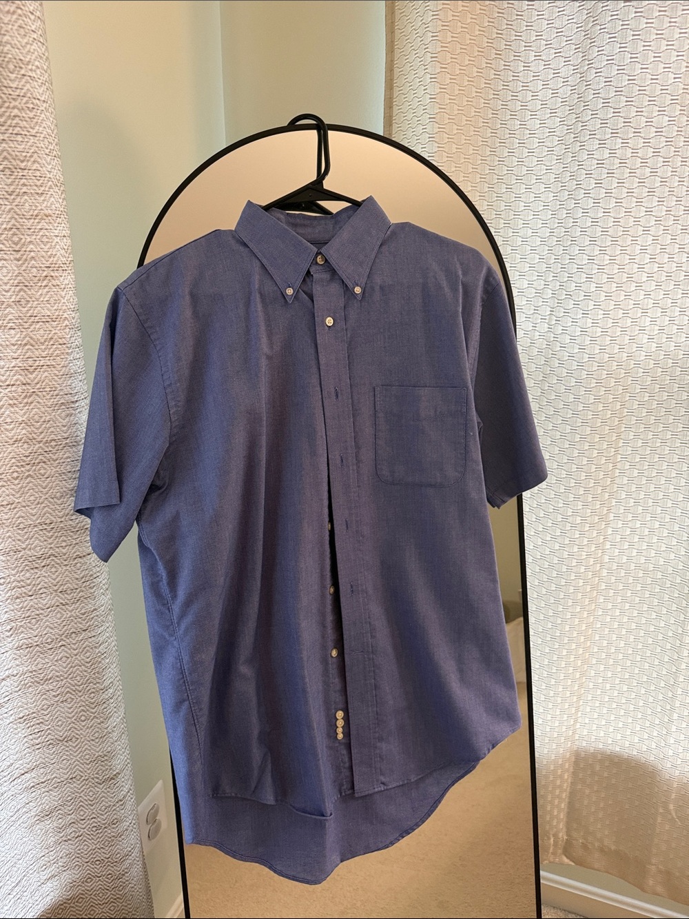 Lands' End Men's Short-Sleeve Button-Down Shirt in Denim Blue